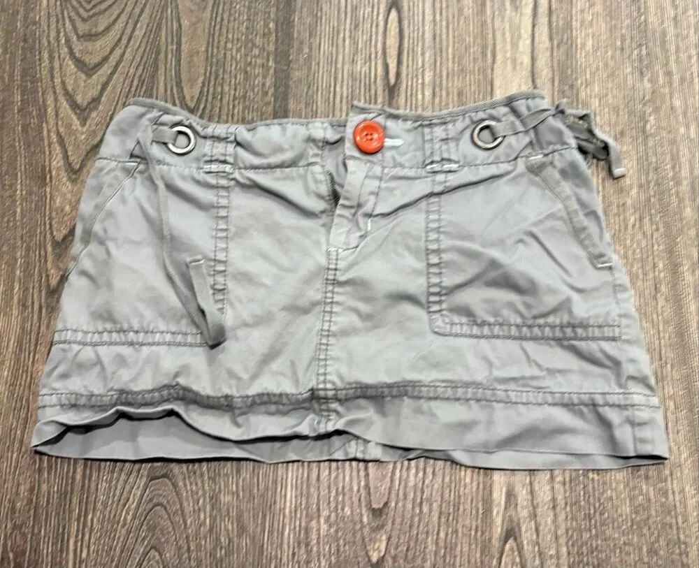 American Eagle Womens Utility Cargo Mini Skirt Drawstrings Pockets Grey Size 6